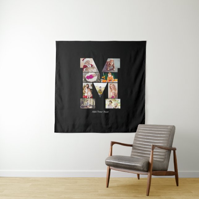 Black and White Letter M Photo Collage Wandteppich (Beispiel)
