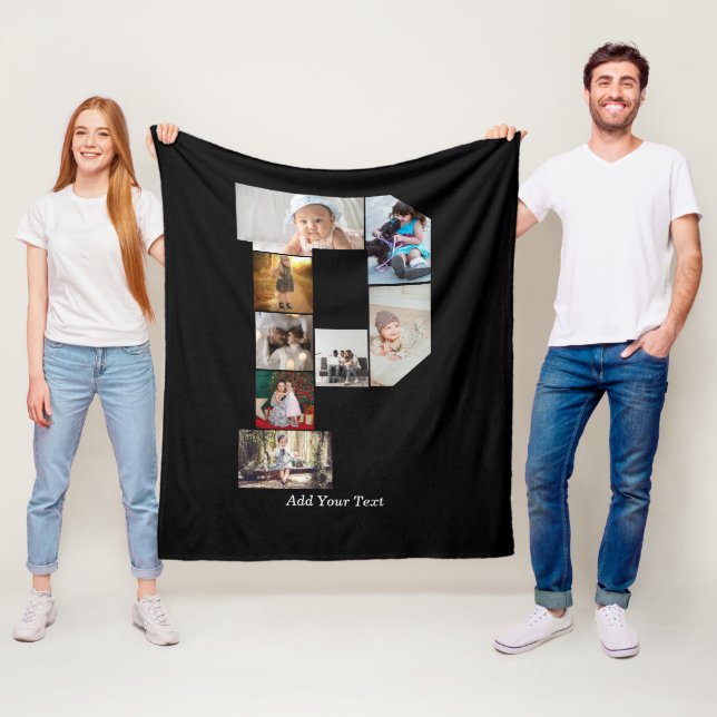 Black and White Letter P Photo Collage Fleecedecke (Beispiel)