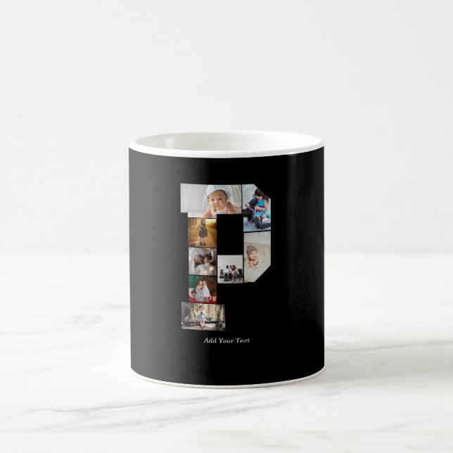 Black and White Letter P Photo Collage Kaffeetasse (Mittel)