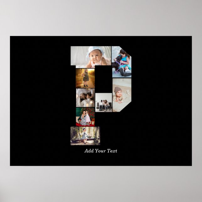 Black and White Letter P Photo Collage Poster (Vorne)