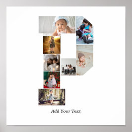 Black and White Letter P Photo Collage Poster