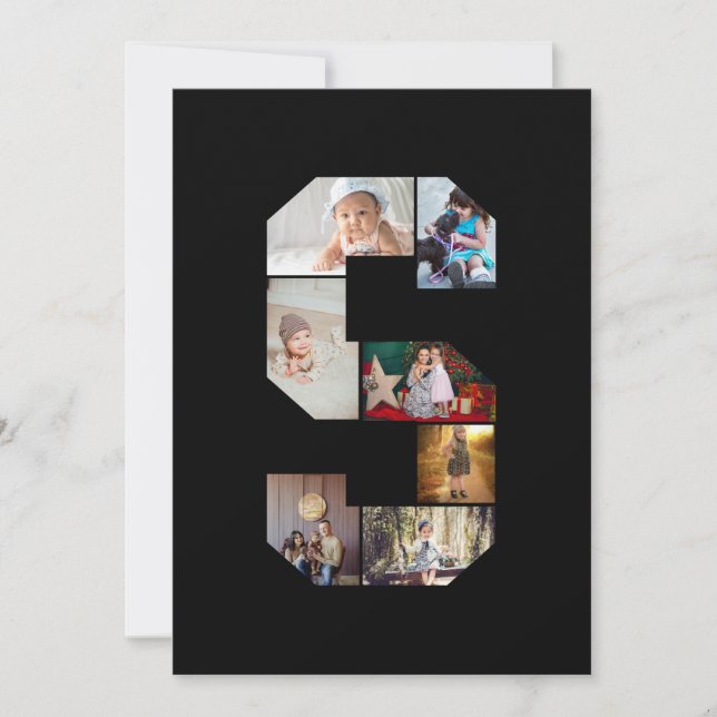 Black and White Letter S Photo Collage Karte (Vorderseite)