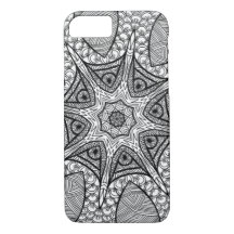 Black and White Mandala Handy Case