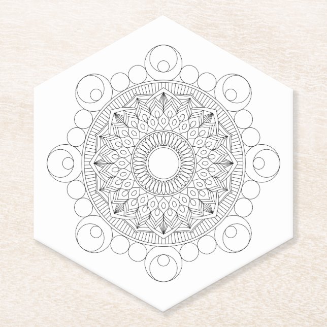 Black and White Mandala v2 Untersetzer (Vorderseite)