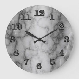 Black and White Marble Große Wanduhr
