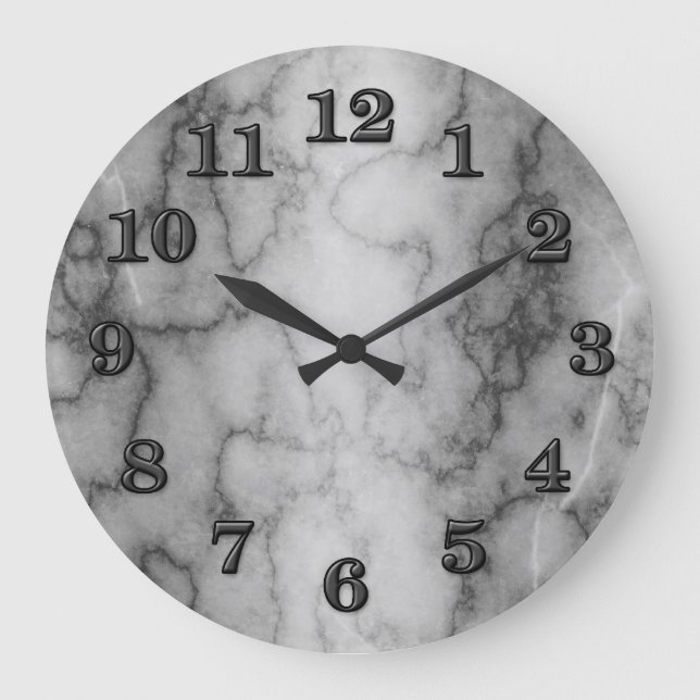 Black and White Marble Große Wanduhr (Vorderseite)