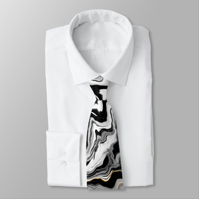 Black and white, Marble Neck Tie Krawatte (Gebunden)
