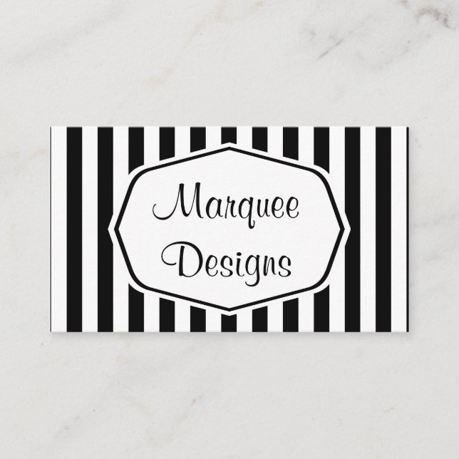 Black and White Marquee Business Card Visitenkarte (Vorderseite)