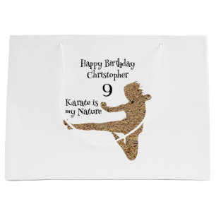 Black and White Martial Arts Karate Happy Birthday Große Geschenktüte