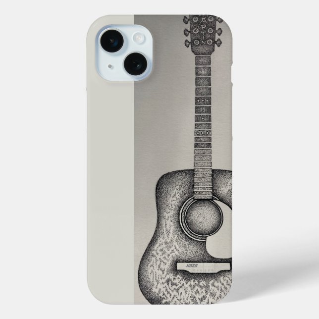 Black and White Martin Acoustic Guitar Case-Mate iPhone Hülle (Rückseite)
