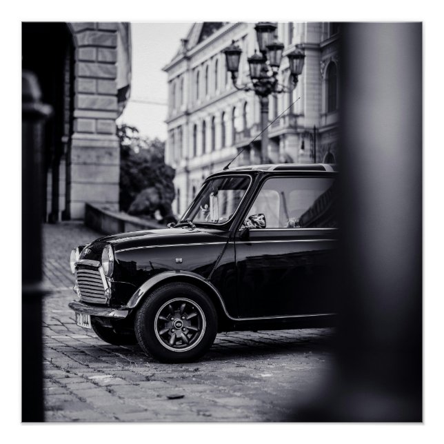 Black and White Mini Cooper Classic-Poster Poster (Vorderseite)