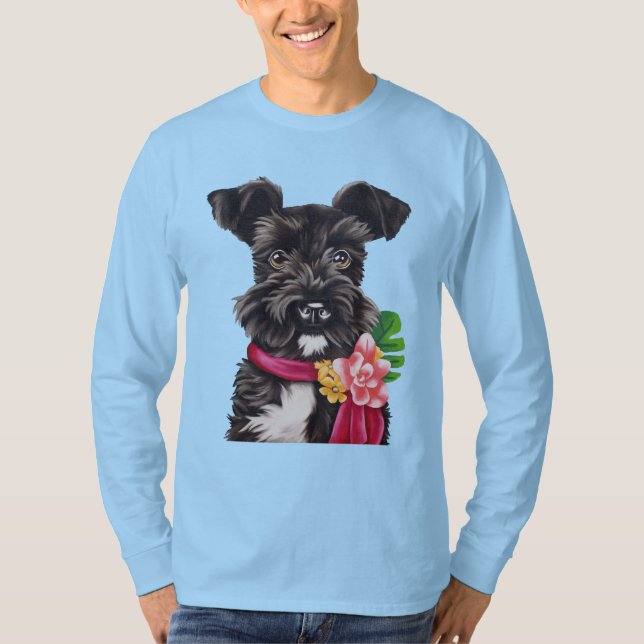 Black and White Mini Schnauzer T-Shirt (Vorderseite)