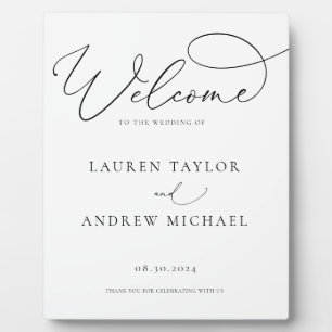 Black and White Minimalist Welcome to Our Wedding Fotoplatte