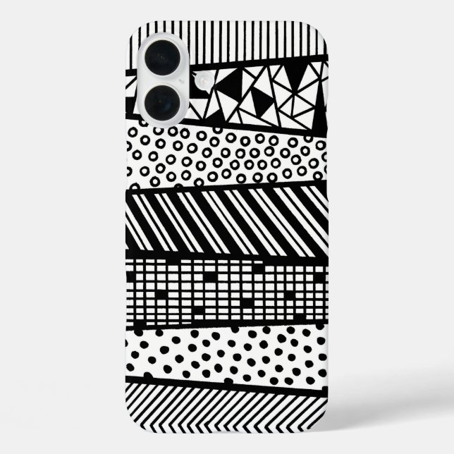 Black and white - modern pattern iPhone 16 plus hülle (Rückseite)