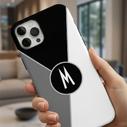 Black and white Monochrome Color block Monogrammed iPhone 16 Pro Max Hülle