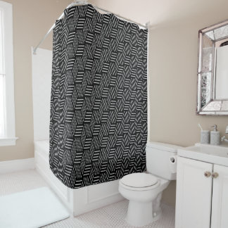 Black And White Monochrome Weave Duschvorhang