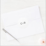Black and White Monogram Modern Wedding Runder Aufkleber<br><div class="desc">Minimalist and modern design.</div>