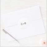 Black and White Monogram Modern Wedding Runder Aufkleber<br><div class="desc">Minimalist and modern design.</div>