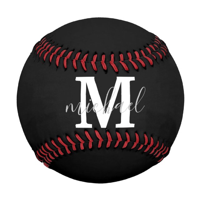 black and white monogram personalized inital baseball (Vorderseite)