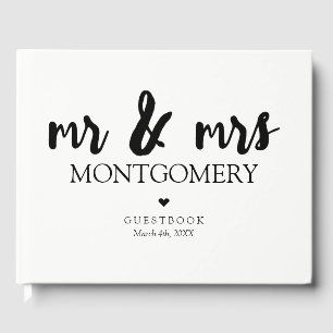 Black and White Mr & Mrs Calligraphy Gästebuch