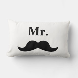 Black and White Mr. Mustache Lendenkissen