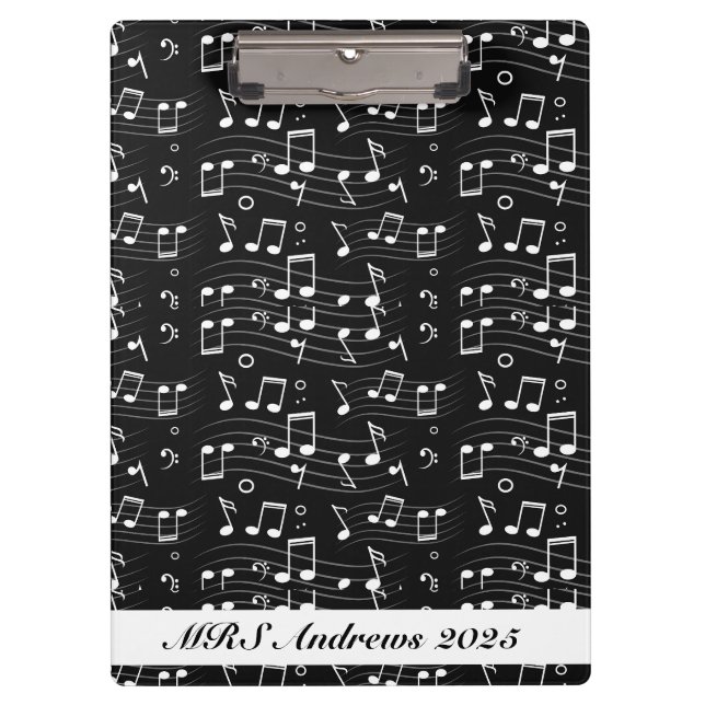 Black and white music notes klemmbrett (Vorderseite)