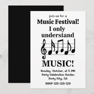 Black and White Music Notes Musikfestival Einladung