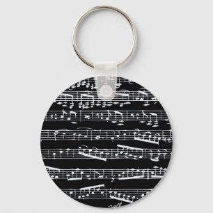 Black and white music notes schlüsselanhänger