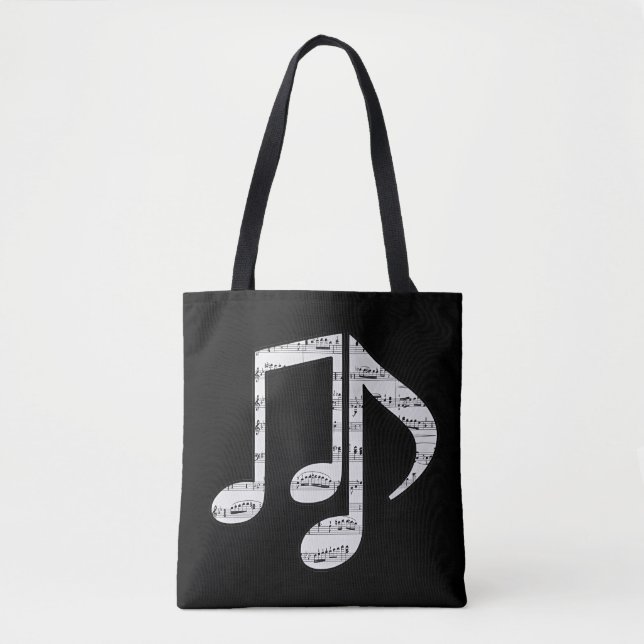 Black and White Music Notes Tasche (Vorderseite)