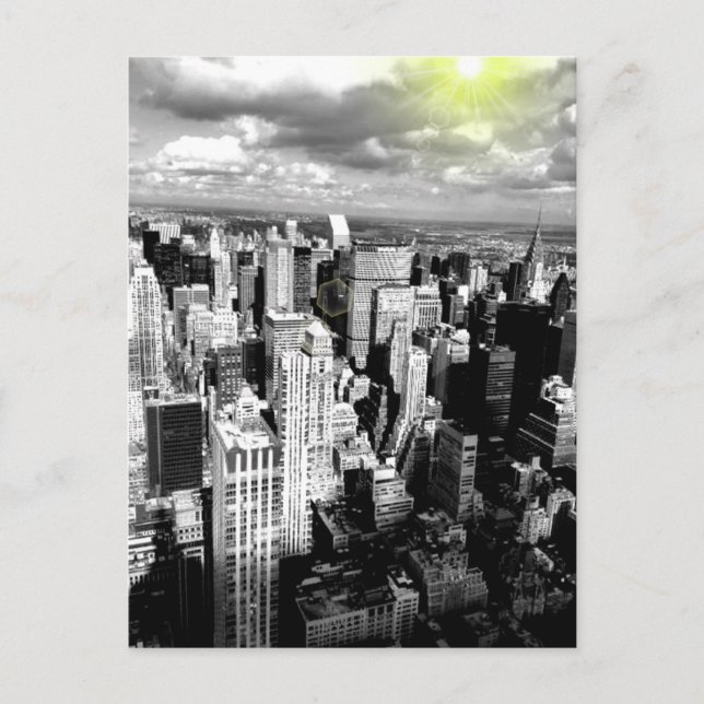 Black and White New York City Skyline Postkarte (Vorderseite)