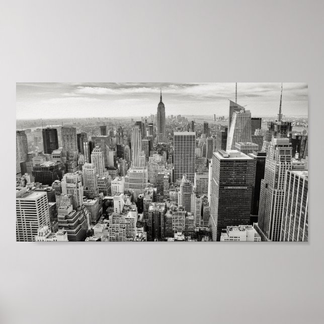 Black and White New York Skyline Poster (Vorne)
