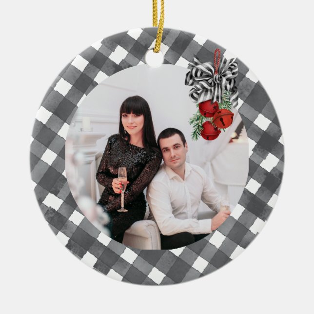 Black and White Noël Card Keramik Ornament (Vorne)