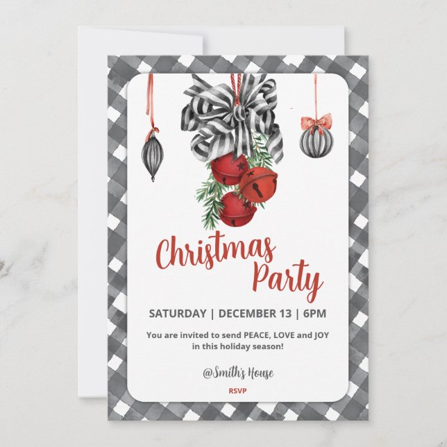 Black and White Noël Christmas Invitation Einladung (Vorderseite)