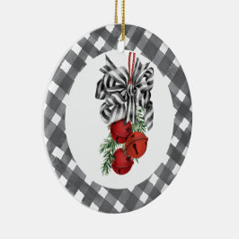 Black and White Noël Keramik Ornament