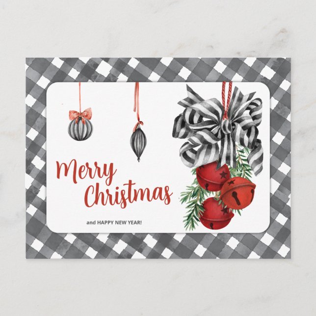 Black and White Noël Simple Postkarte (Vorderseite)