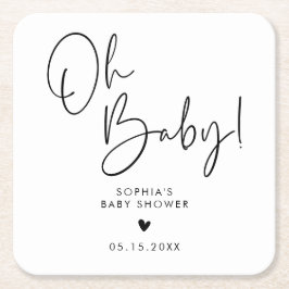 Black and White Oh Baby Moderne Babydusche Boho Rechteckiger Pappuntersetzer