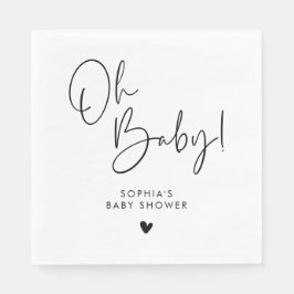 Black and White Oh Baby Moderne Babydusche Boho Serviette