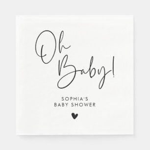 Black and White Oh Baby Moderne Babydusche Boho Serviette