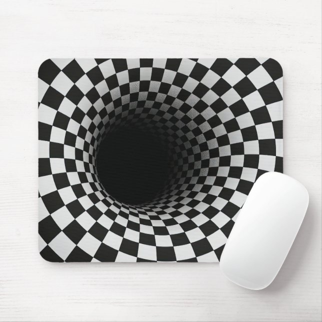 Black and White Optical Illusion Hole Mousepad (Mit Mouse)