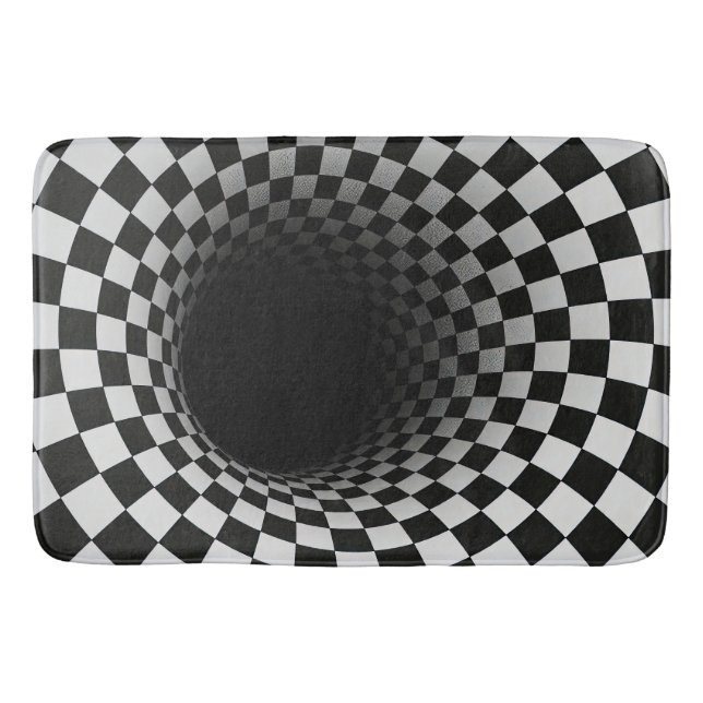 Black and White Optical Illusion Tunnel Badematte (Vorderseite)