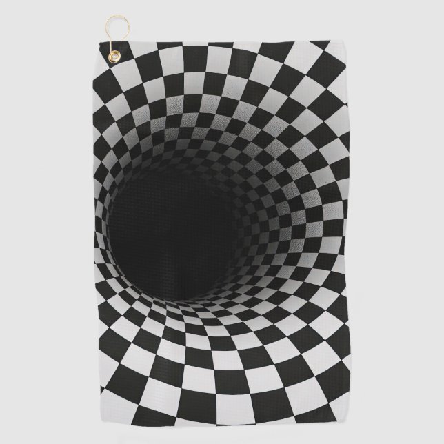 Black and White Optical Illusion Tunnel Golfhandtuch (Vorderseite)
