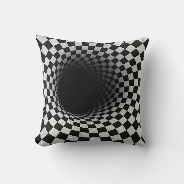 Black and White Optical Illusion Tunnel Kissen (Vorderseite)