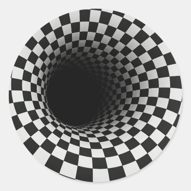 Black and White Optical Illusion Tunnel Runder Aufkleber (Vorderseite)
