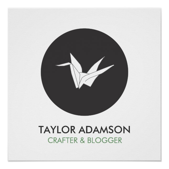 Black and White Origami Crane Logo Poster (Vorderseite)