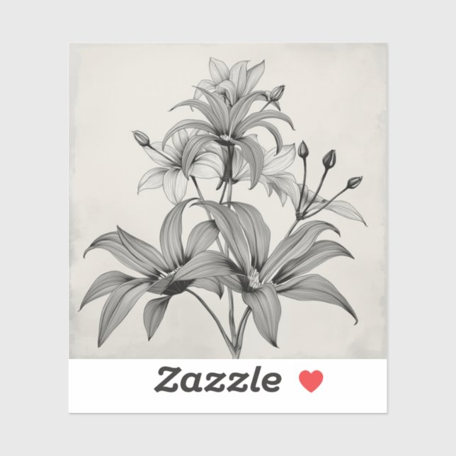 black and white outline art of endangered plant  aufkleber (Blatt)