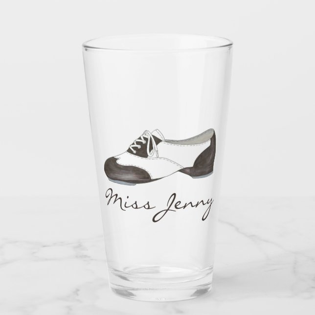 Black and White Oxford Stich Dance Shoe Teacher Glas (Vorderseite)