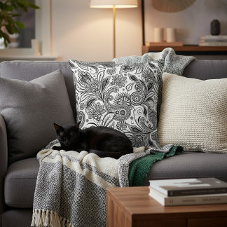 Black and white paisley  kissen