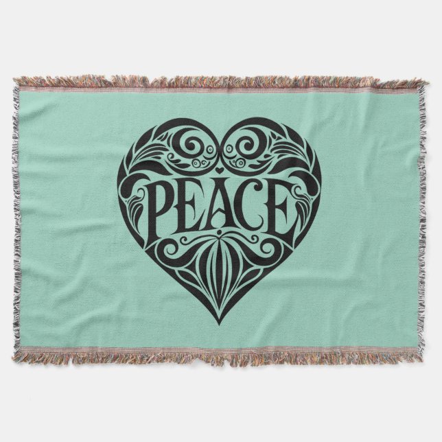 BLACK AND WHITE PEACE HEART DECKE (Vorderseite)