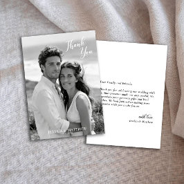 Black and White Photo Floral Thank You Card Dankeskarte