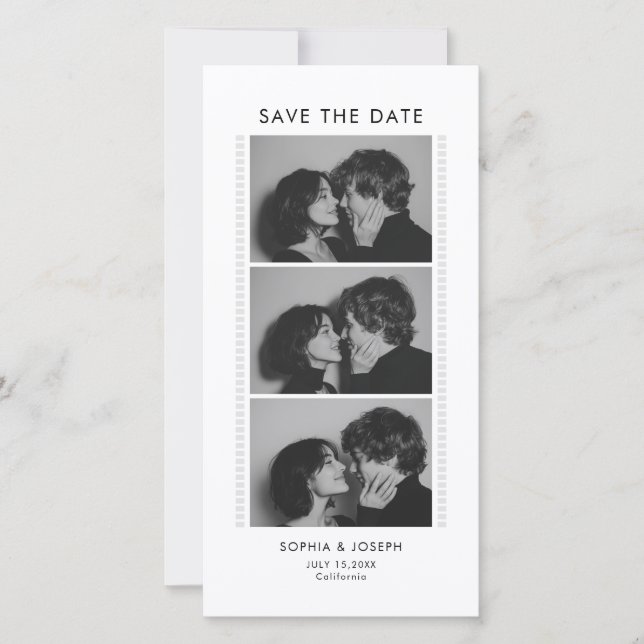 Black and White Photo Strip Wedding Save the date (Vorderseite)